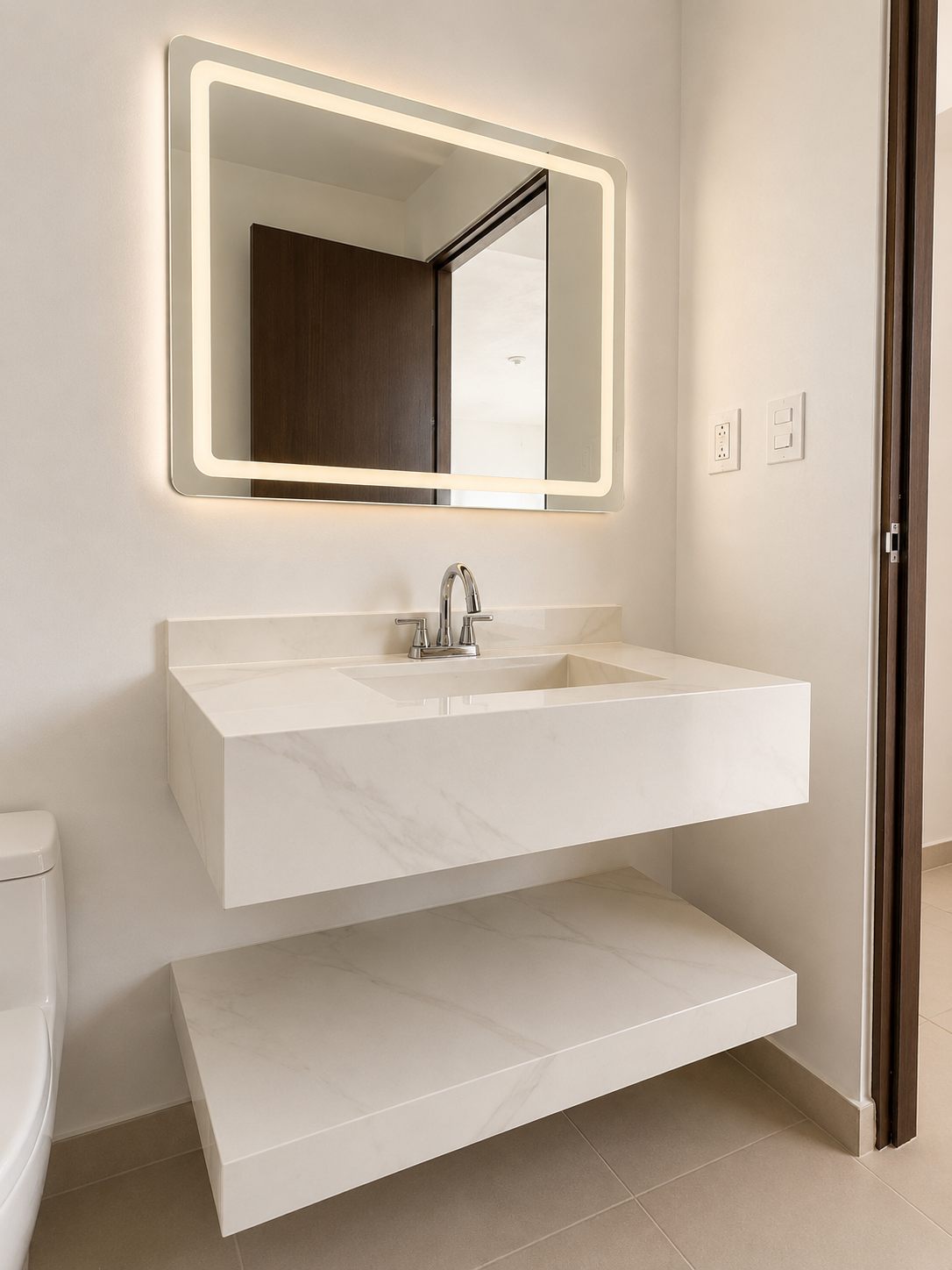 Lavabo con espejo de luz LED